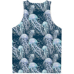 Watercolor Jellyfish Pattern Print Men's Tank Top