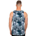 Watercolor Jellyfish Pattern Print Men's Tank Top