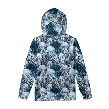 Watercolor Jellyfish Pattern Print Pullover Hoodie
