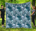 Watercolor Jellyfish Pattern Print Quilt