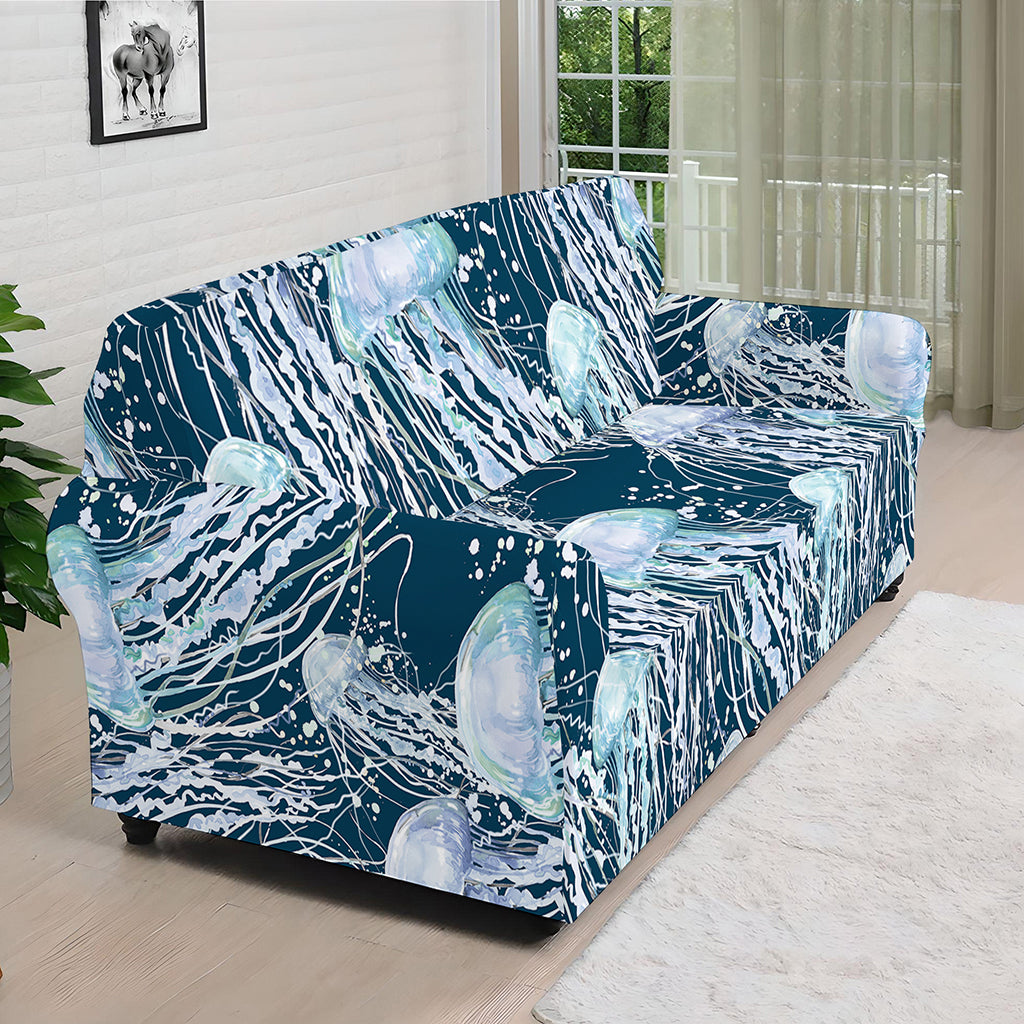 Watercolor Jellyfish Pattern Print Sofa Cover