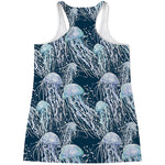Watercolor Jellyfish Pattern Print Women's Racerback Tank Top