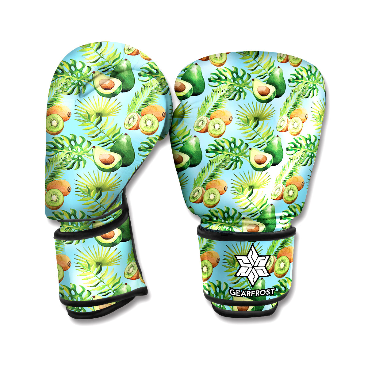 Watercolor Kiwi And Avocado Print Boxing Gloves