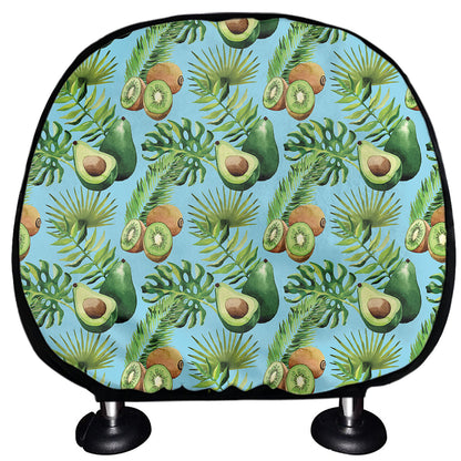 Watercolor Kiwi And Avocado Print Car Headrest Covers