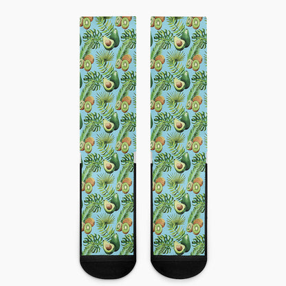 Watercolor Kiwi And Avocado Print Crew Socks