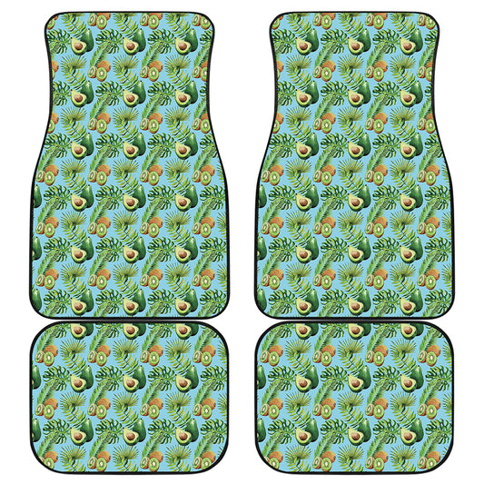 Watercolor Kiwi And Avocado Print Front and Back Car Floor Mats