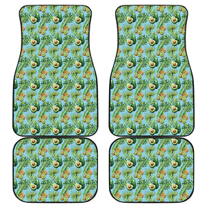 Watercolor Kiwi And Avocado Print Front and Back Car Floor Mats