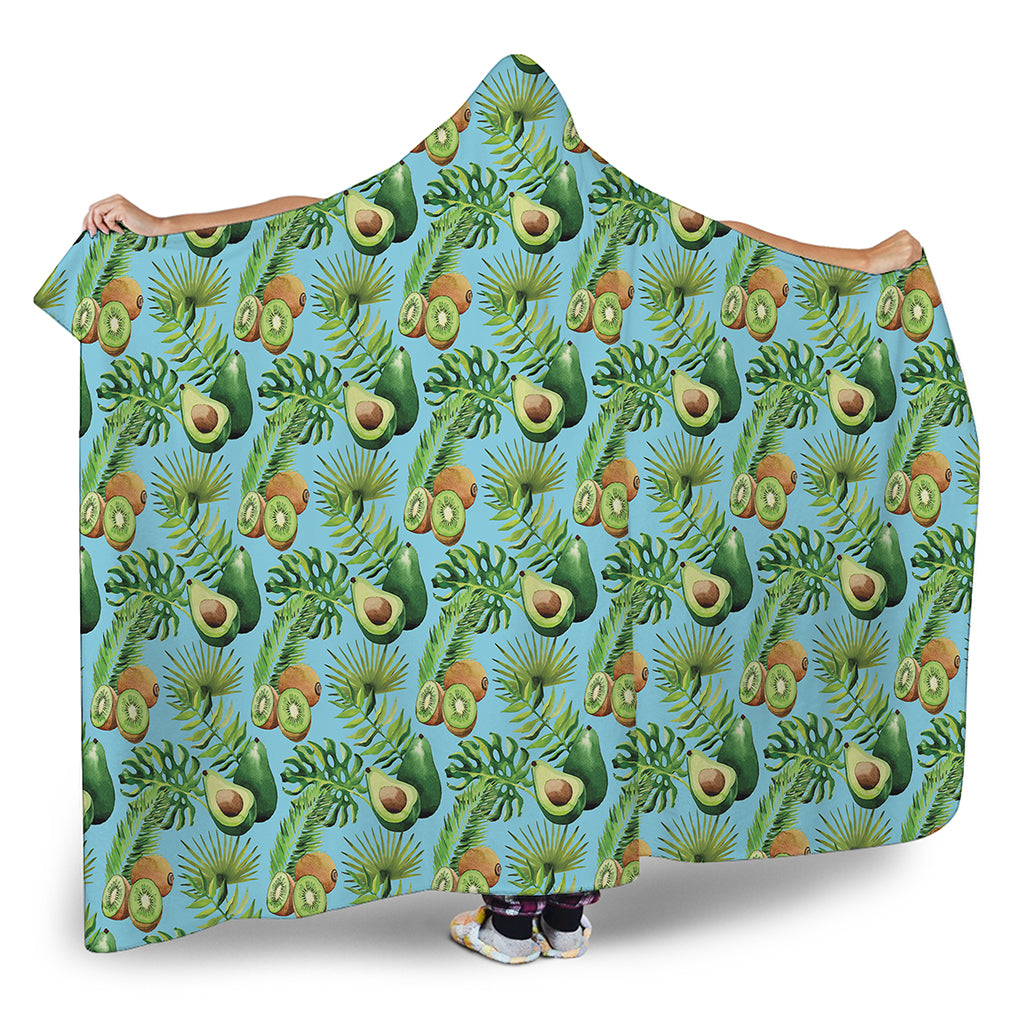 Watercolor Kiwi And Avocado Print Hooded Blanket