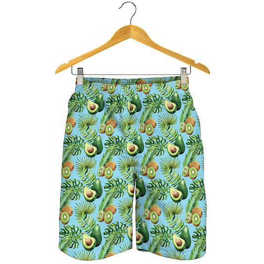 Watercolor Kiwi And Avocado Print Men's Shorts
