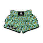 Watercolor Kiwi And Avocado Print Muay Thai Boxing Shorts
