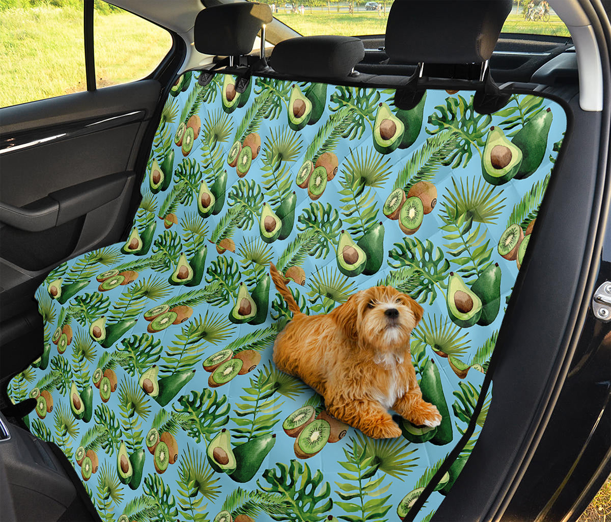 Watercolor Kiwi And Avocado Print Pet Car Back Seat Cover