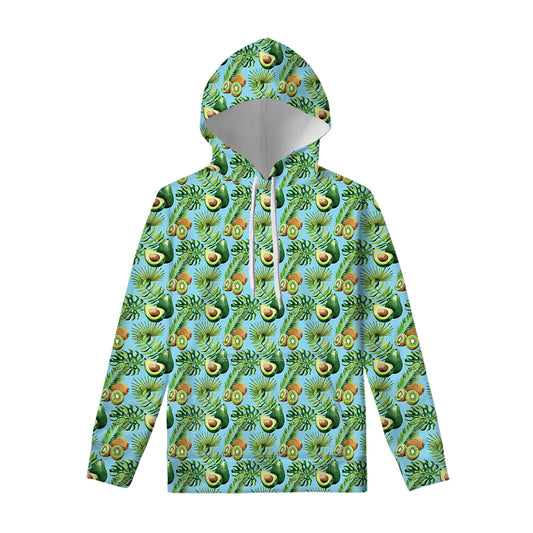 Watercolor Kiwi And Avocado Print Pullover Hoodie