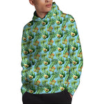 Watercolor Kiwi And Avocado Print Pullover Hoodie
