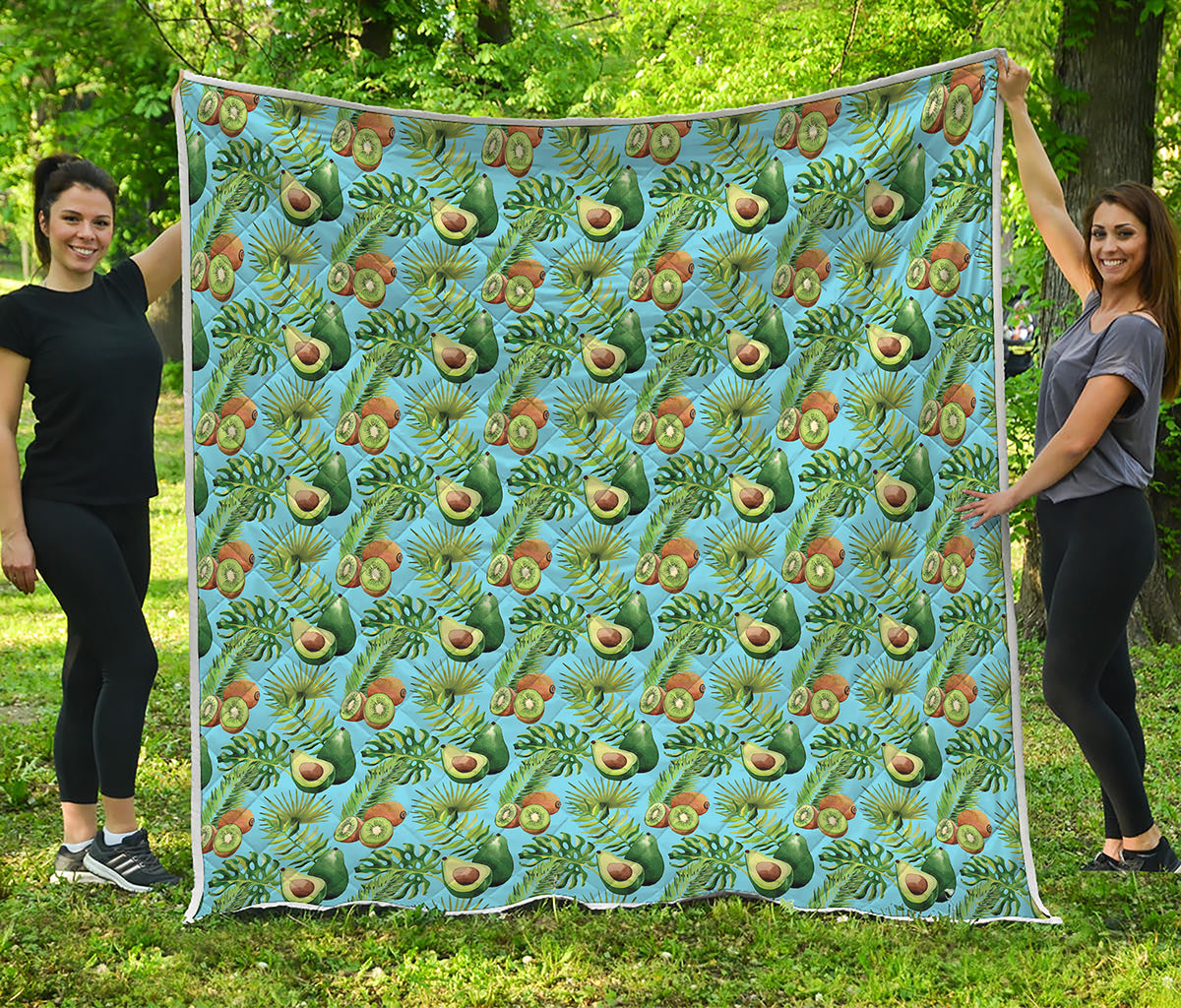 Watercolor Kiwi And Avocado Print Quilt