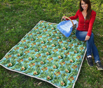 Watercolor Kiwi And Avocado Print Quilt
