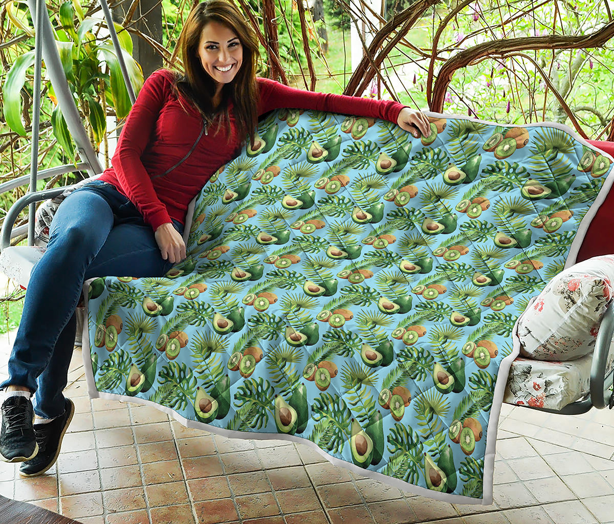 Watercolor Kiwi And Avocado Print Quilt