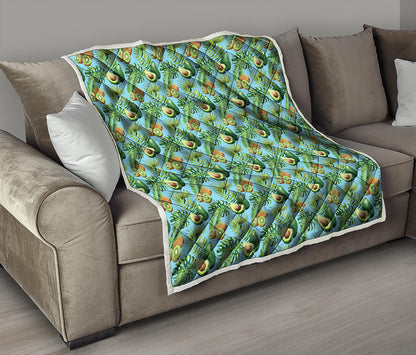 Watercolor Kiwi And Avocado Print Quilt