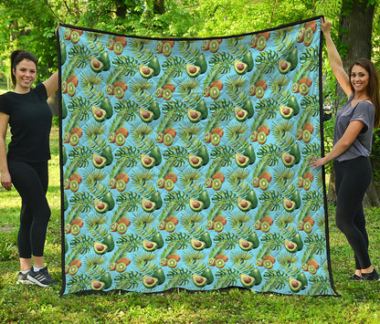 Watercolor Kiwi And Avocado Print Quilt