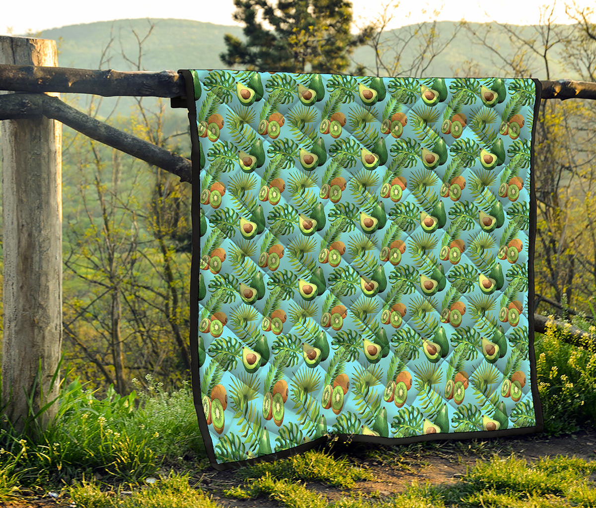 Watercolor Kiwi And Avocado Print Quilt