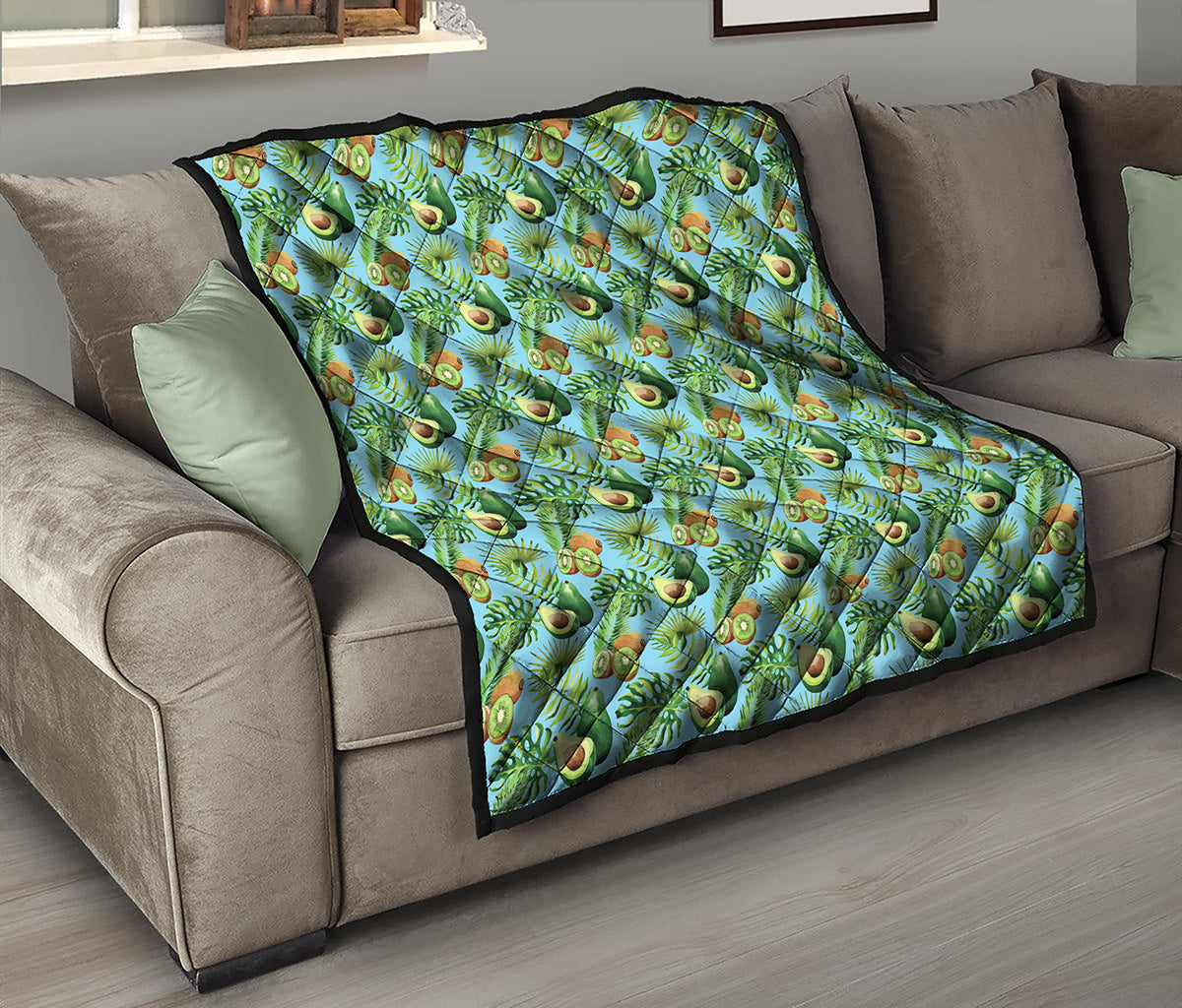 Watercolor Kiwi And Avocado Print Quilt