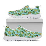 Watercolor Kiwi And Avocado Print White Sneakers