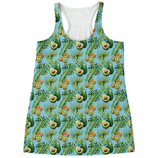 Watercolor Kiwi And Avocado Print Women's Racerback Tank Top
