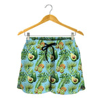 Watercolor Kiwi And Avocado Print Women's Shorts