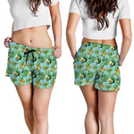 Watercolor Kiwi And Avocado Print Women's Shorts