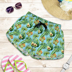 Watercolor Kiwi And Avocado Print Women's Shorts