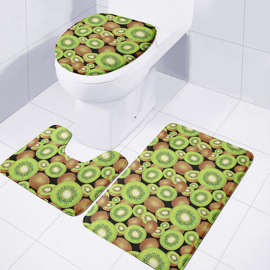 Watercolor Kiwi Pattern Print 3 Piece Bath Mat Set