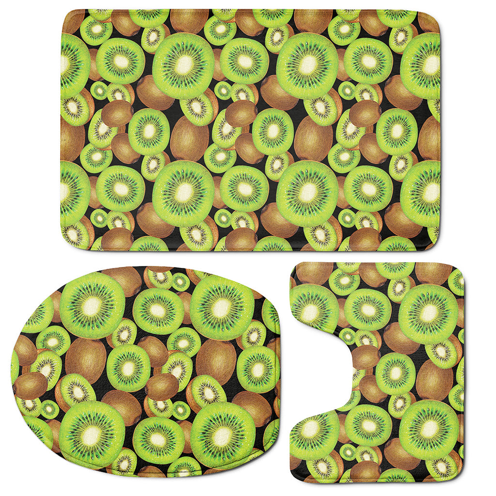Watercolor Kiwi Pattern Print 3 Piece Bath Mat Set