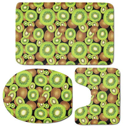 Watercolor Kiwi Pattern Print 3 Piece Bath Mat Set