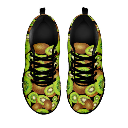 Watercolor Kiwi Pattern Print Black Sneakers