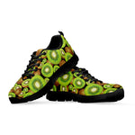 Watercolor Kiwi Pattern Print Black Sneakers