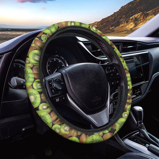 Watercolor Kiwi Pattern Print Car Steering Wheel Cover