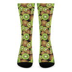Watercolor Kiwi Pattern Print Crew Socks