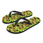 Watercolor Kiwi Pattern Print Flip Flops
