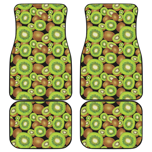 Watercolor Kiwi Pattern Print Front and Back Car Floor Mats