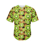Watercolor Kiwi Pattern Print Men's Baseball Jersey