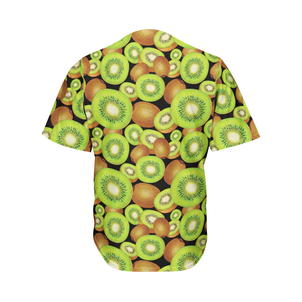 Watercolor Kiwi Pattern Print Men's Baseball Jersey