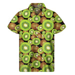 Watercolor Kiwi Pattern Print Men's Short Sleeve Shirt