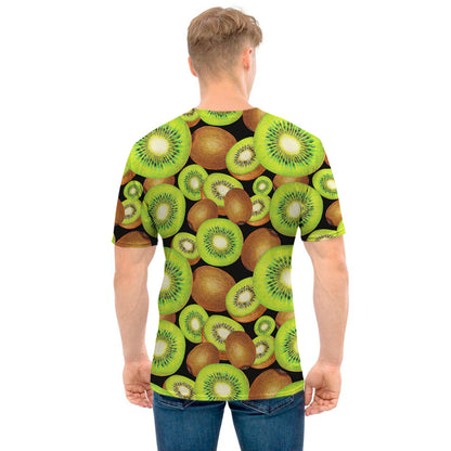 Watercolor Kiwi Pattern Print Men's T-Shirt