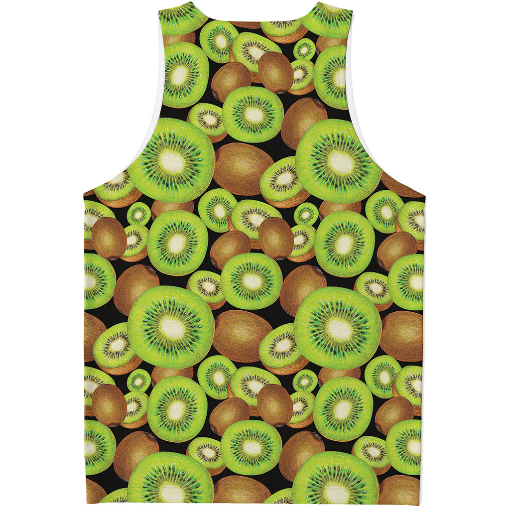 Watercolor Kiwi Pattern Print Men's Tank Top