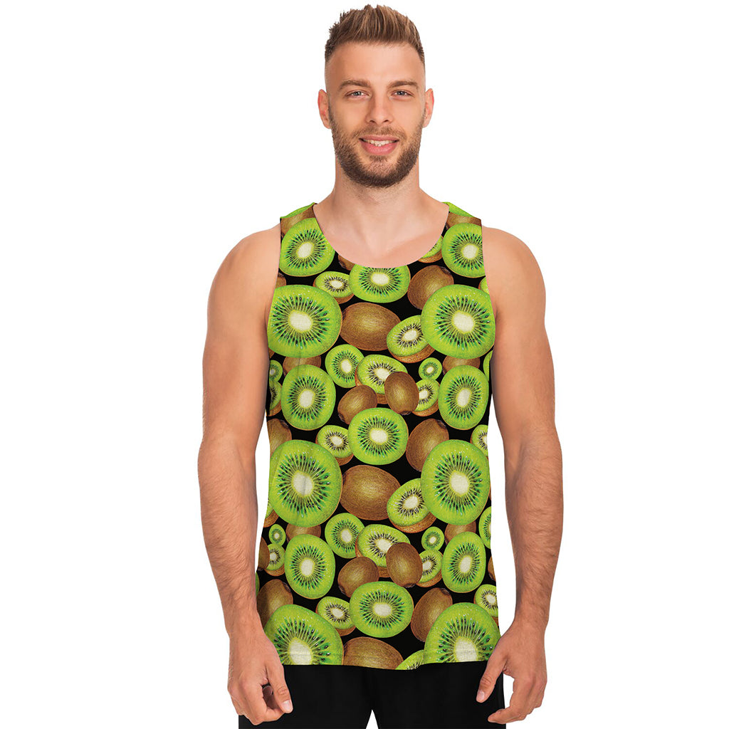 Watercolor Kiwi Pattern Print Men's Tank Top