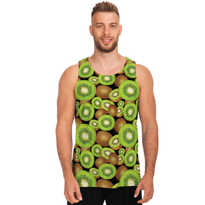 Watercolor Kiwi Pattern Print Men's Tank Top