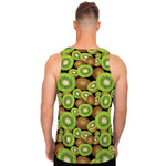 Watercolor Kiwi Pattern Print Men's Tank Top