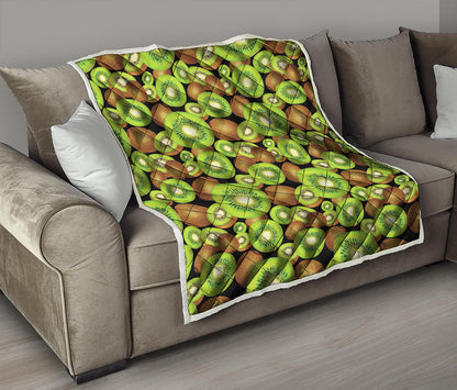 Watercolor Kiwi Pattern Print Quilt