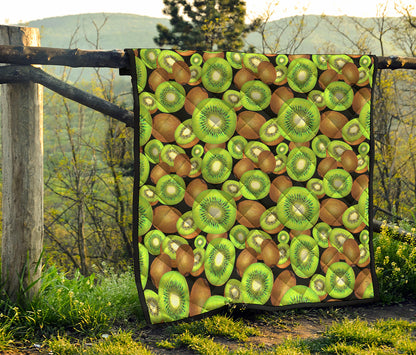 Watercolor Kiwi Pattern Print Quilt