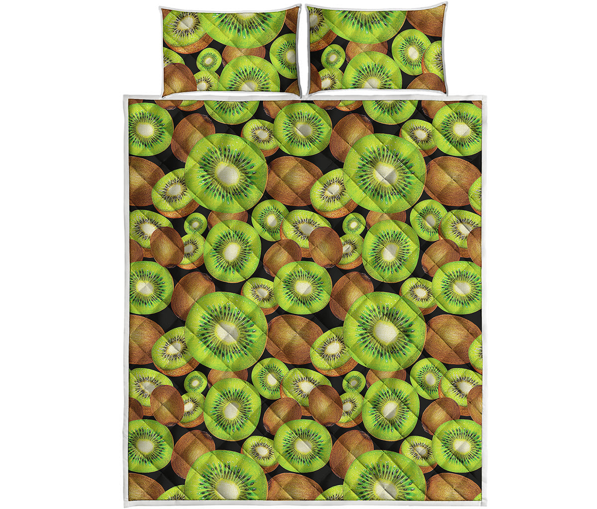 Watercolor Kiwi Pattern Print Quilt Bed Set