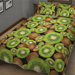 Watercolor Kiwi Pattern Print Quilt Bed Set
